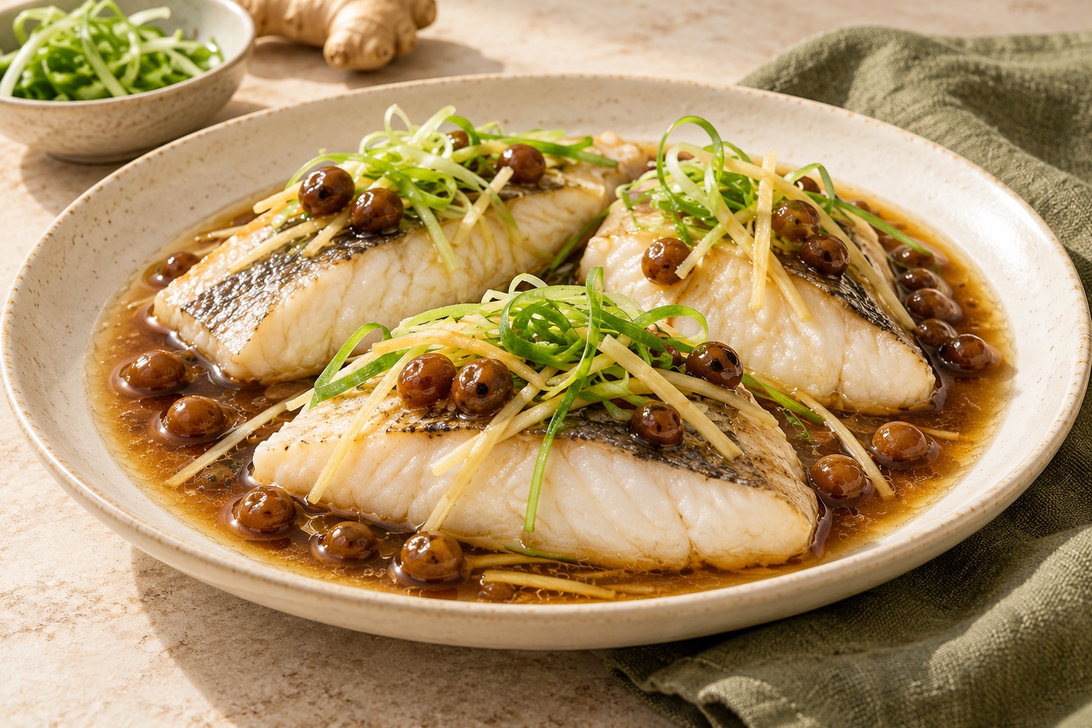 香樹子蒸魚 AI 料理示意